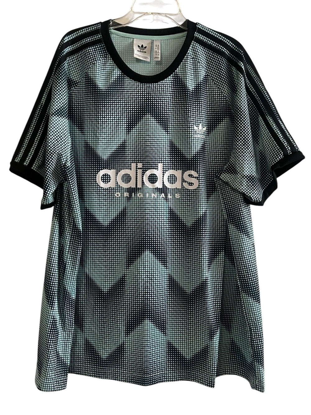 adidas Originals Graphic Short Sleeve Tee in Black and Light Aqua